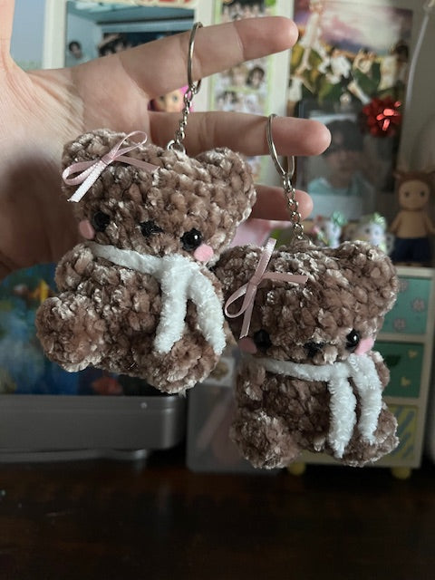Coquette Keychain Bear with a Bow and a Scarf